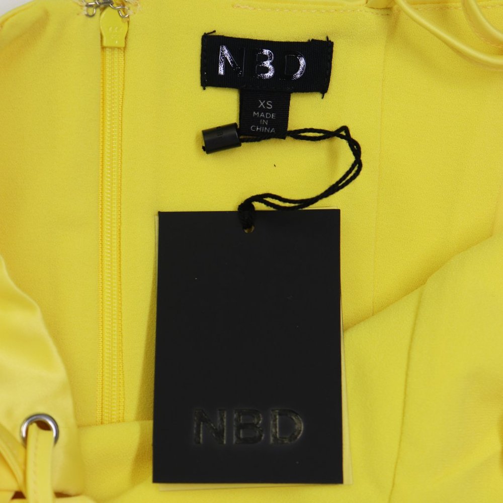 NWT NBD Jasmine Midi Dress Sleeveless Strappy Lace Up Bodycon Yellow X Small - Picture 5 of 11
